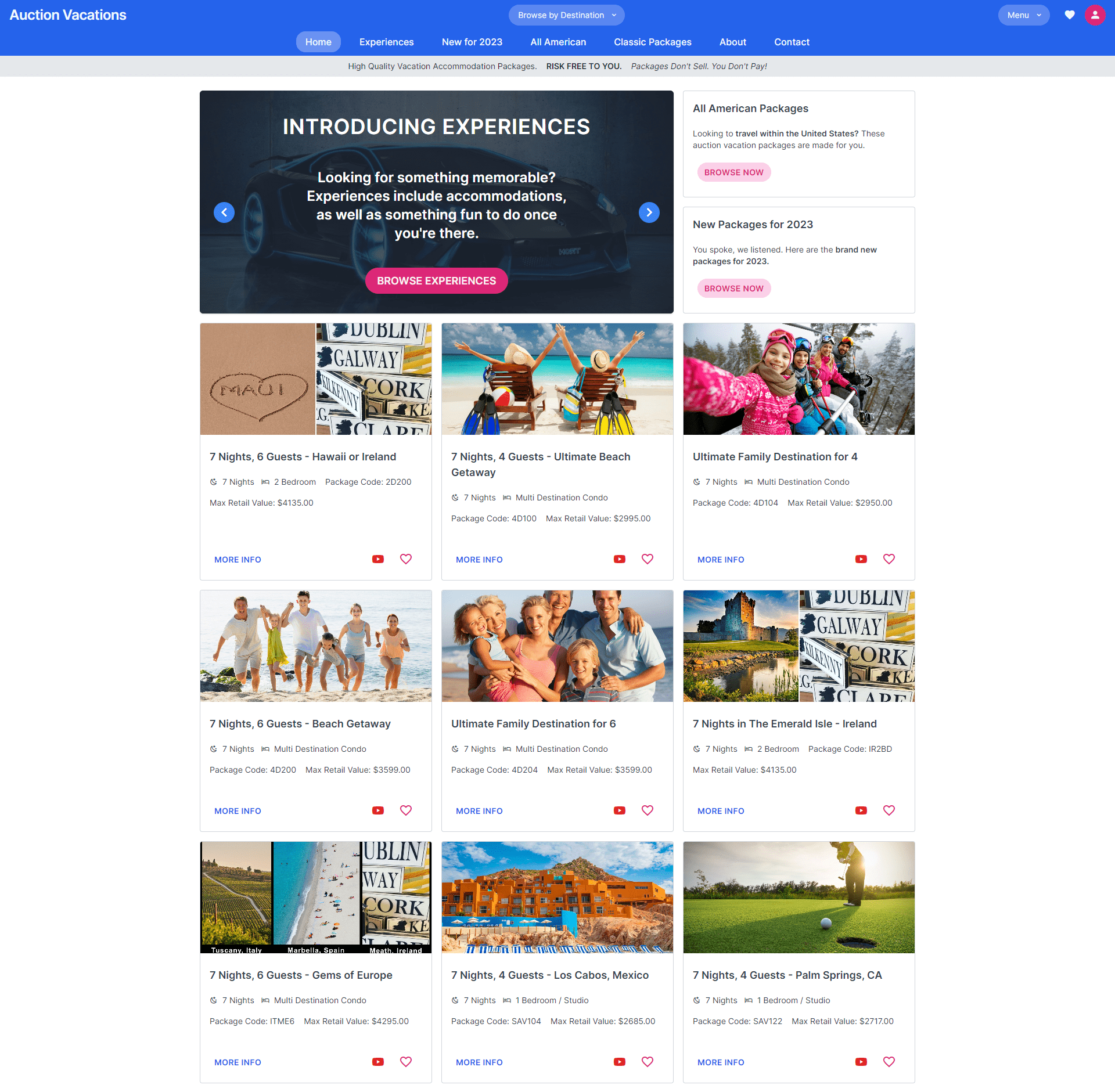 Auction Vacations Company Website