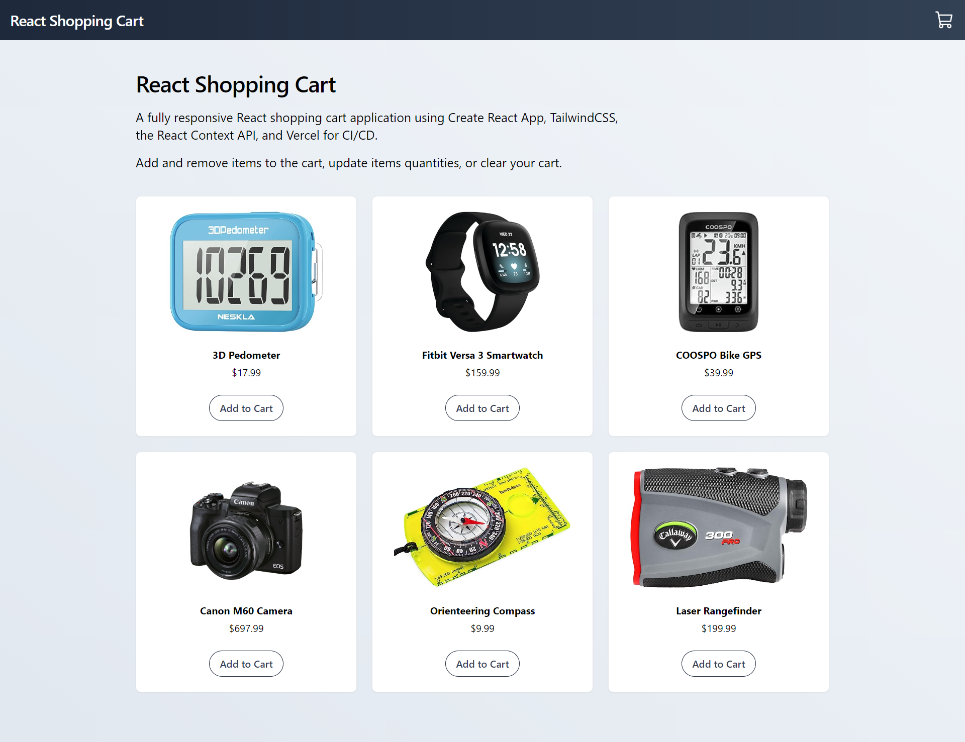 React Shopping Cart